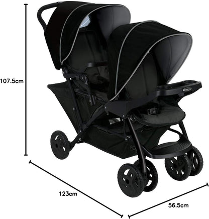 Graco Stadium Duo Tandem Double Pushchair – Black/Grey