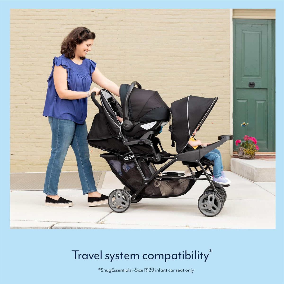 Graco Stadium Duo Tandem Double Pushchair – Black/Grey