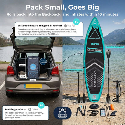 Aqua Spirit Barracuda 10'6" Inflatable Paddle Board & Kayak Package