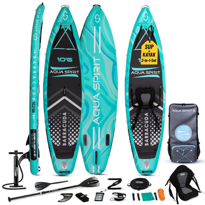 Aqua Spirit Barracuda 10'6" Inflatable Paddle Board & Kayak Package