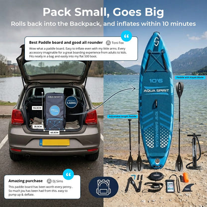 Aqua Spirit Barracuda 10'6" Inflatable Paddle Board & Kayak Package