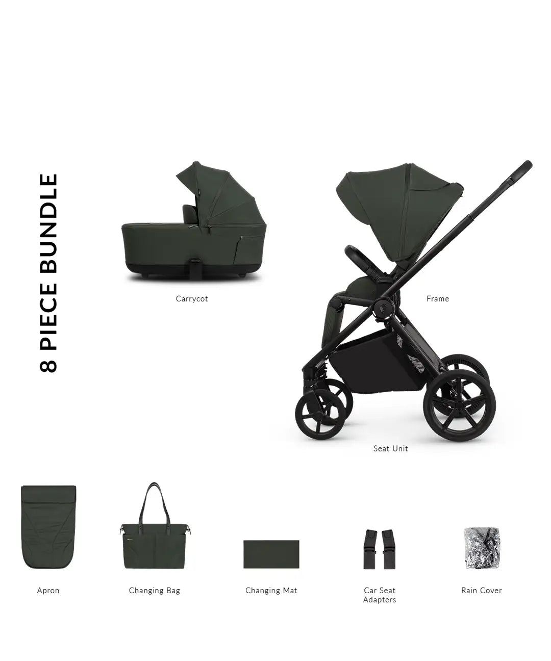 Venicci Tinum Upline 3 Hunter Luxury Cubex Travel System – Dark Olive