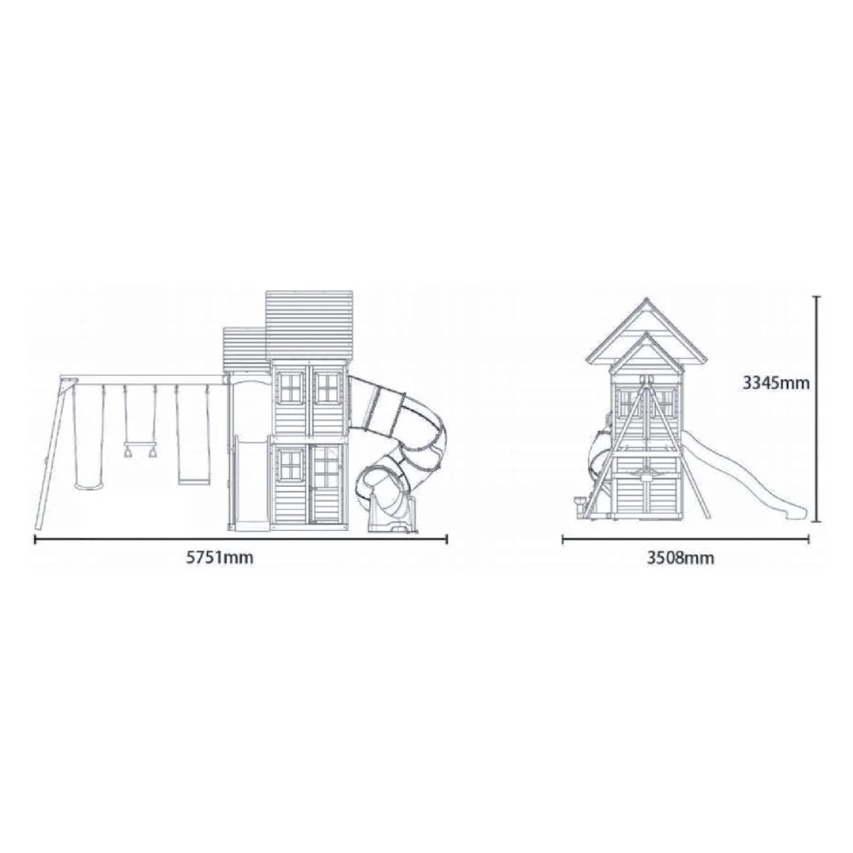Rebo Wildwood Warren Tower Playhouse with Triple Swing & Dual Slides